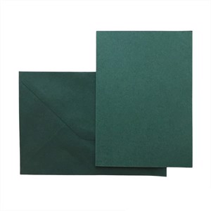 Ensfarvet kort med kuvert - Mørk Grøn